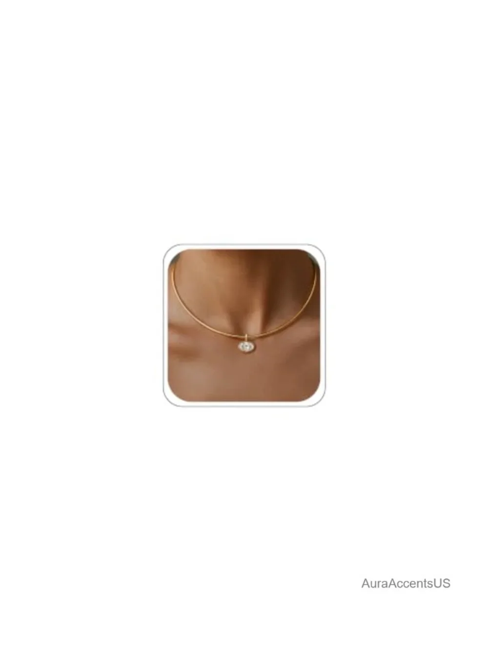 Non Tarnish Gold Plated Choker Necklace for Women CZ Sun Pendant Waterproof
